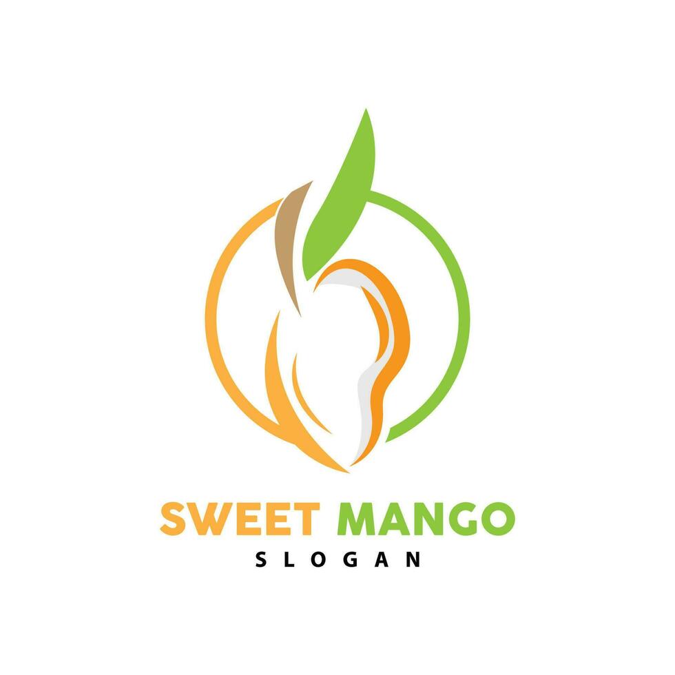 Mango Logo, Fresh Fruit Vector, Abstract Line Style Design, Icon Template Illustration vector