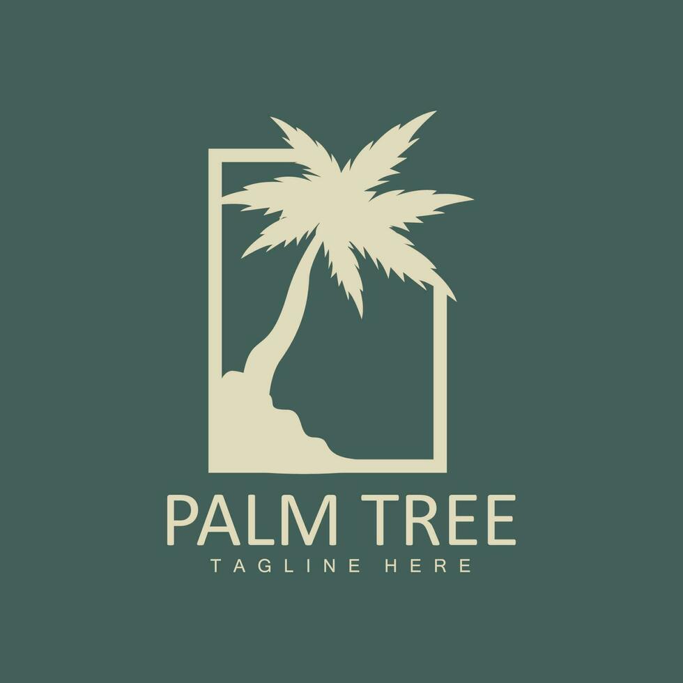 Coconut Tree Logo, Palm Tree Sunset Beach Vector, Elegant Minimalist Simple Design, Symbol Template Icon vector