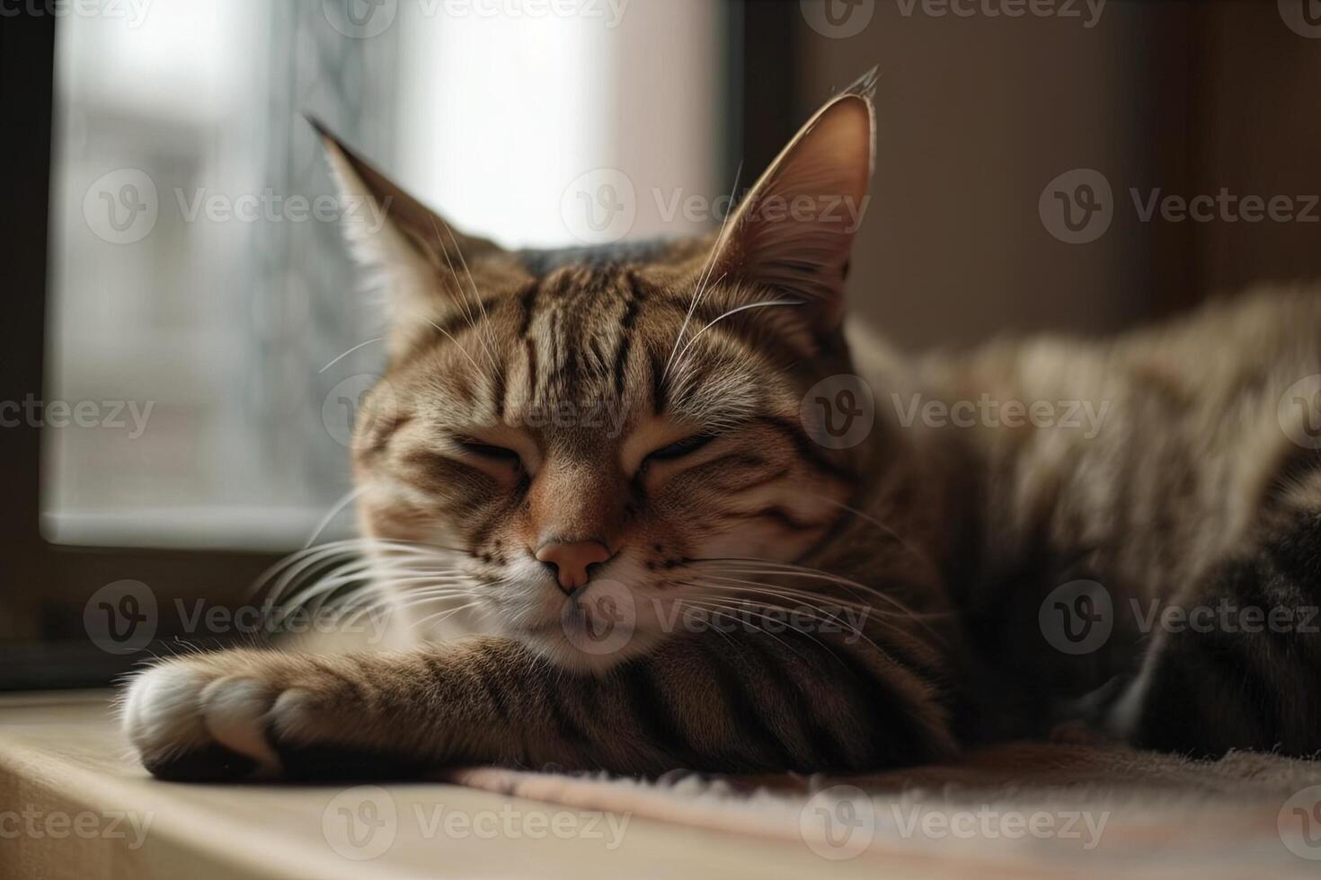 Cat sleeping in a funny position illustration photo