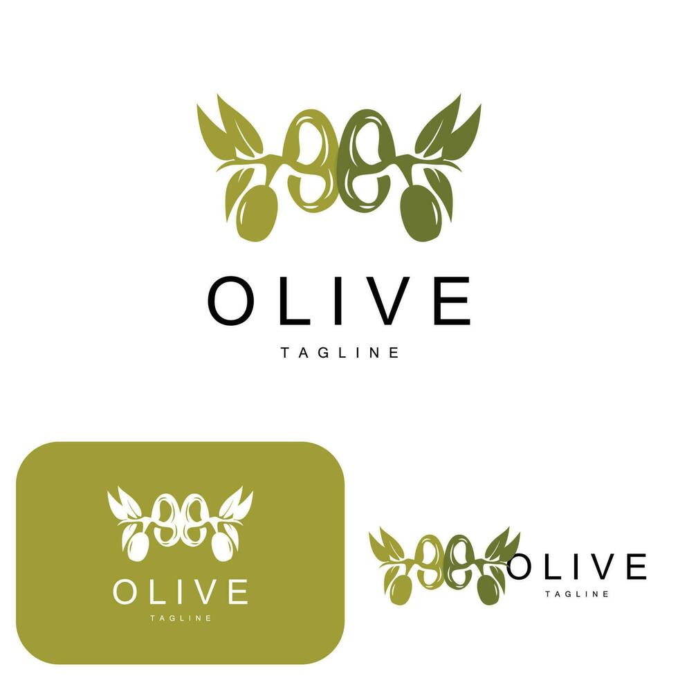 Olive Logo, Olive Oil Plant Vector, Natural Herbal Health Medicine Design, Illustration Template Icon vector