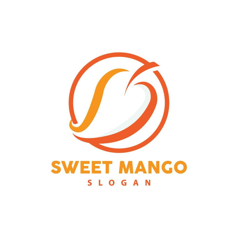 Mango Logo, Fresh Fruit Vector, Abstract Line Style Design, Icon Template Illustration vector