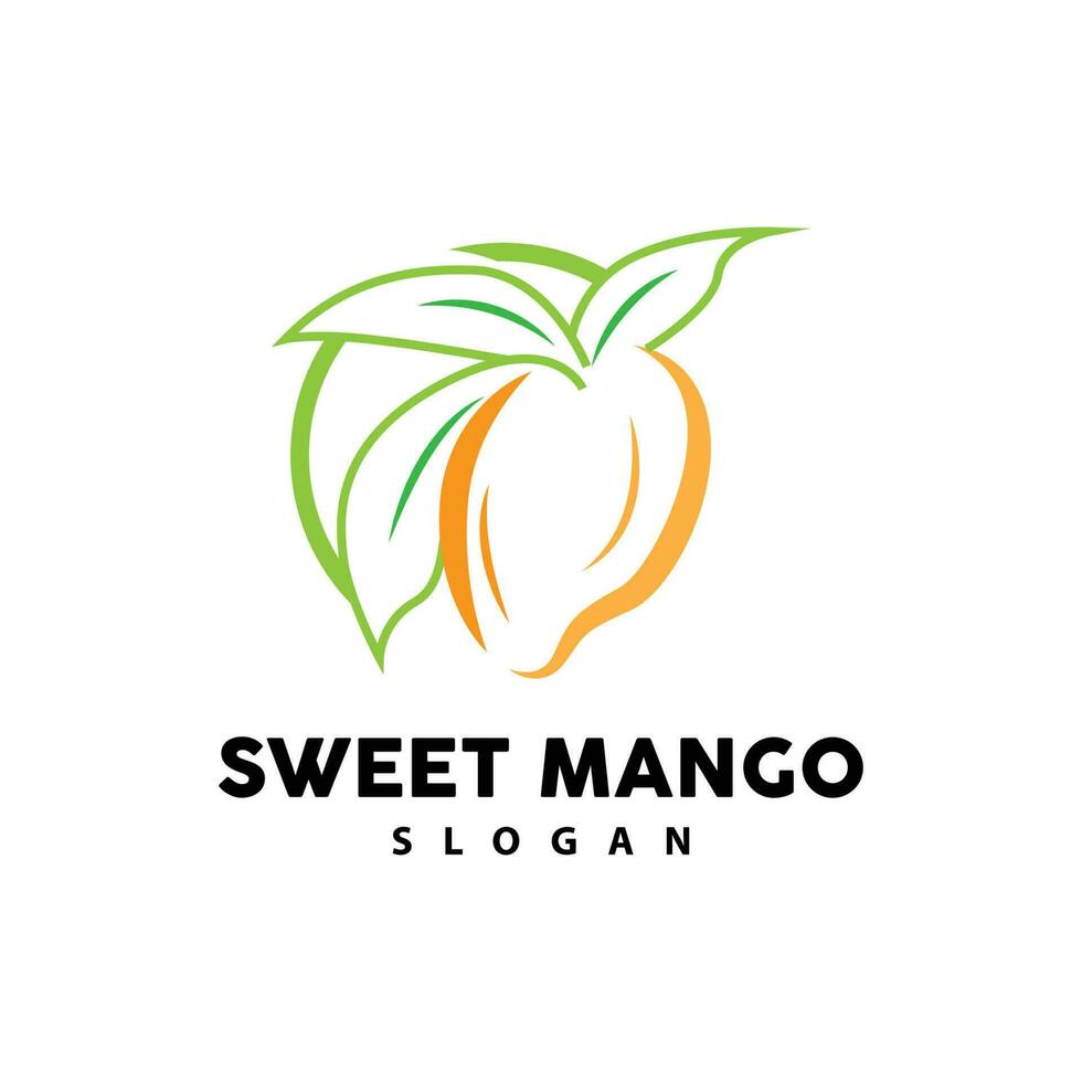 Mango Logo, Fresh Fruit Vector, Abstract Line Style Design, Icon Template Illustration vector