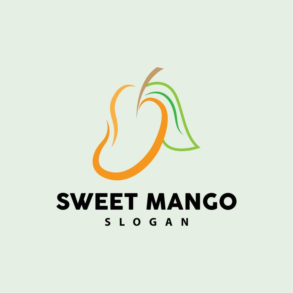 Mango Logo, Fresh Fruit Vector, Abstract Line Style Design, Icon Template Illustration vector