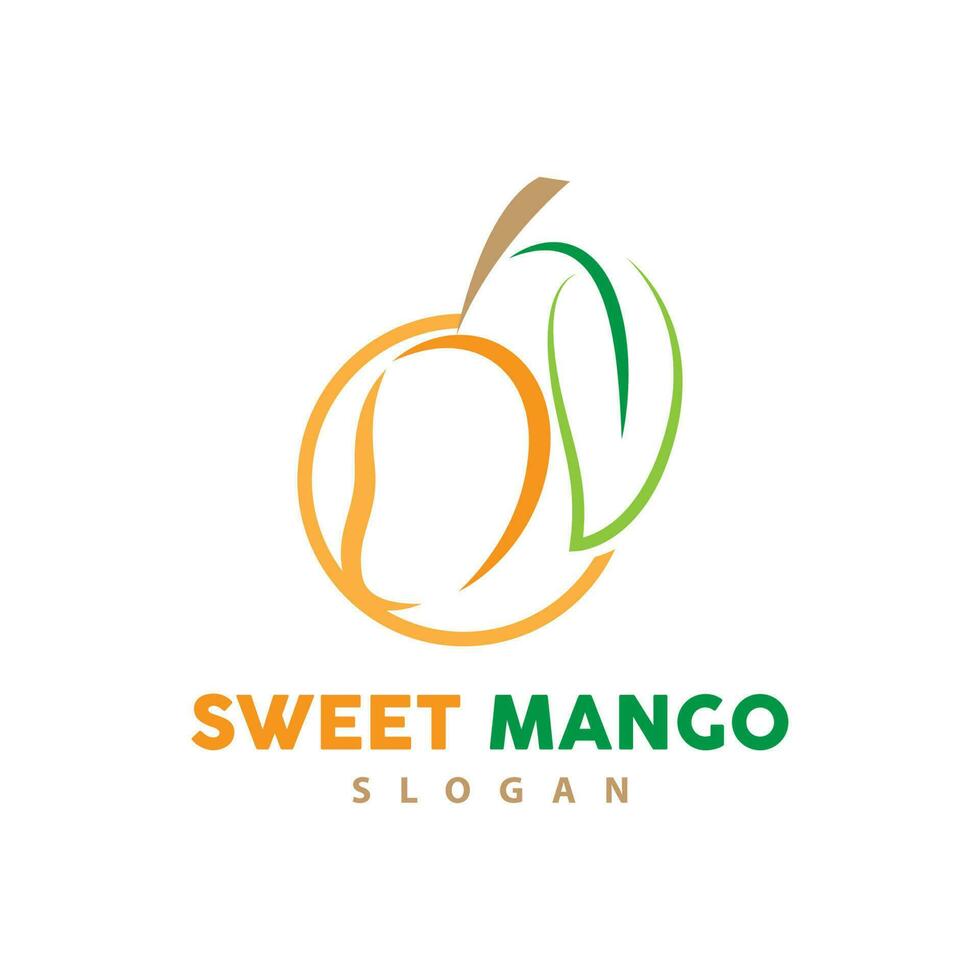 Mango Logo, Fresh Fruit Vector, Abstract Line Style Design, Icon Template Illustration vector