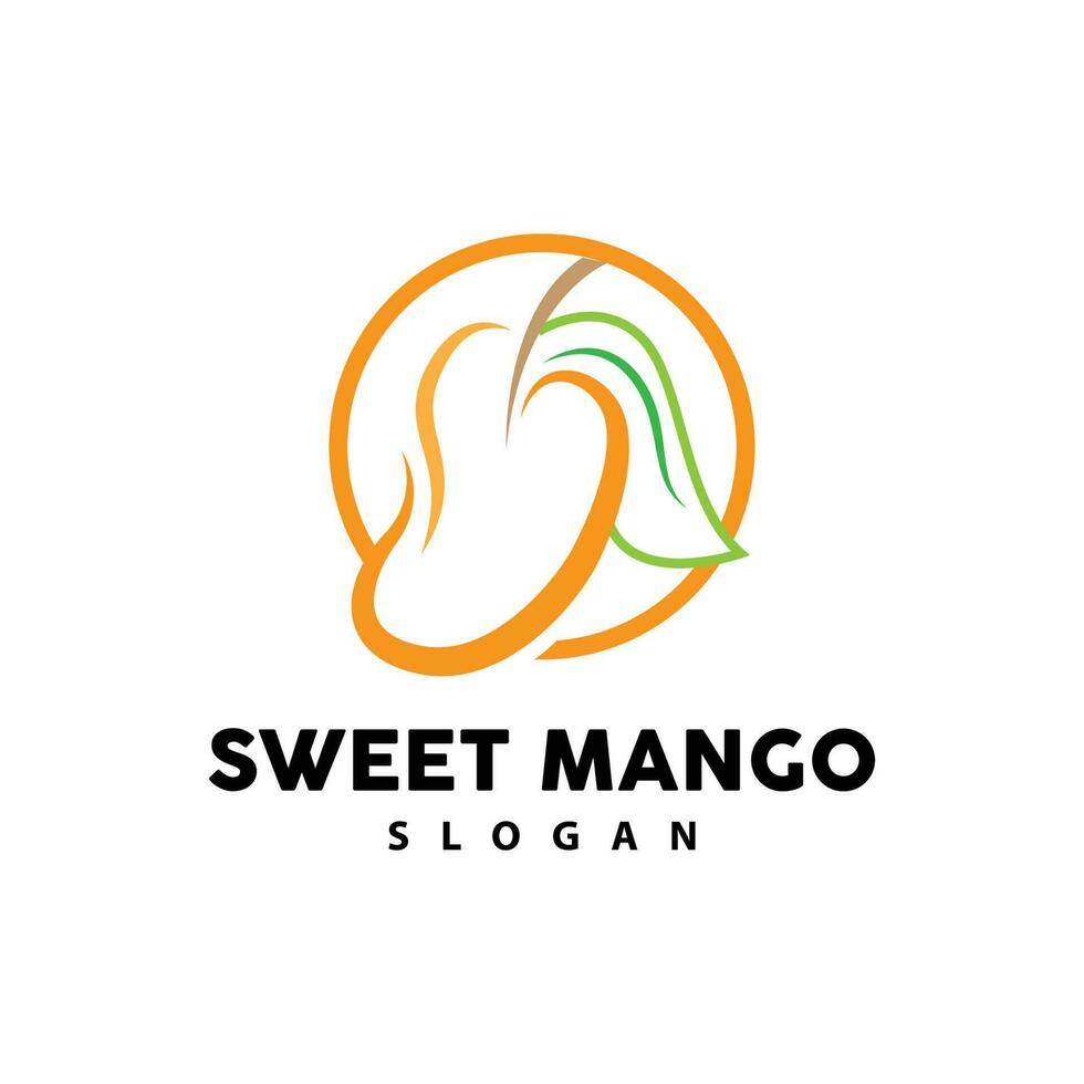 Mango Logo, Fresh Fruit Vector, Abstract Line Style Design, Icon Template Illustration vector