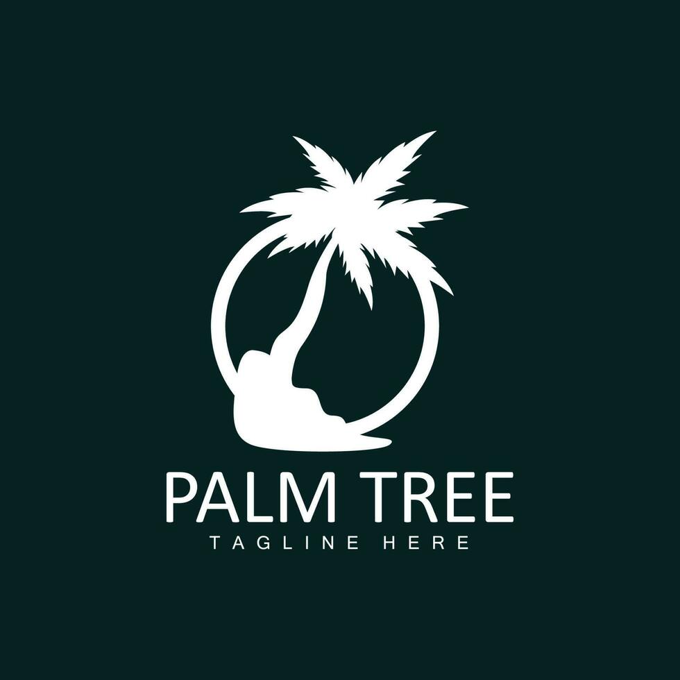 Coconut Tree Logo, Palm Tree Sunset Beach Vector, Elegant Minimalist Simple Design, Symbol Template Icon vector