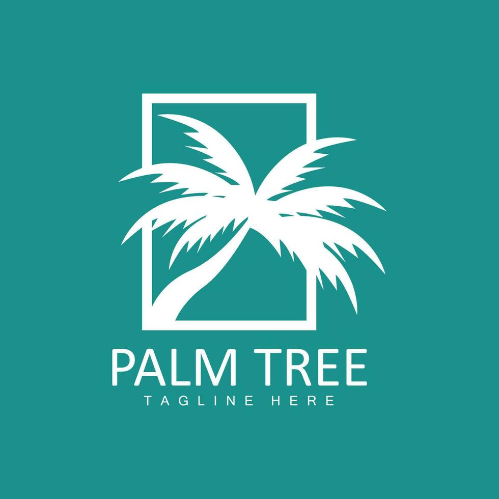 Coconut Tree Logo, Palm Tree Sunset Beach Vector, Elegant Minimalist Simple Design, Symbol Template Icon vector