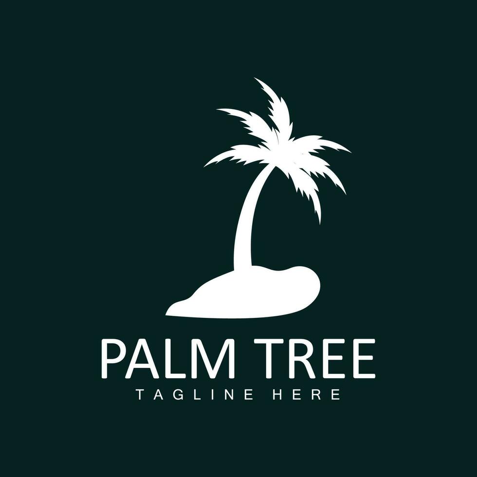 Coconut Tree Logo, Palm Tree Sunset Beach Vector, Elegant Minimalist Simple Design, Symbol Template Icon vector