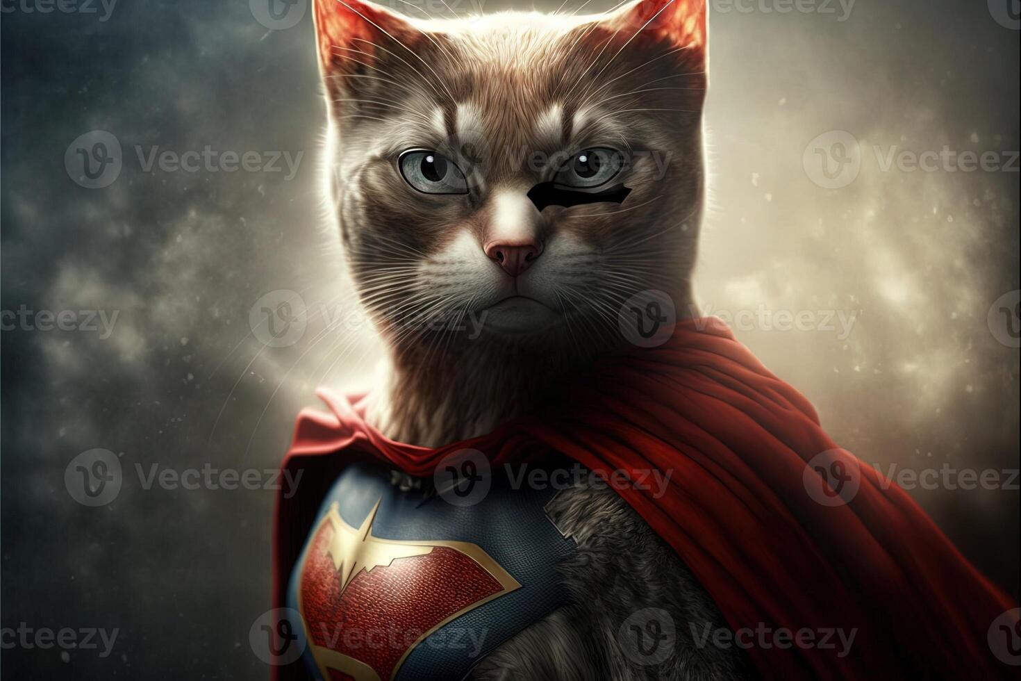 superhero cat illustration photo