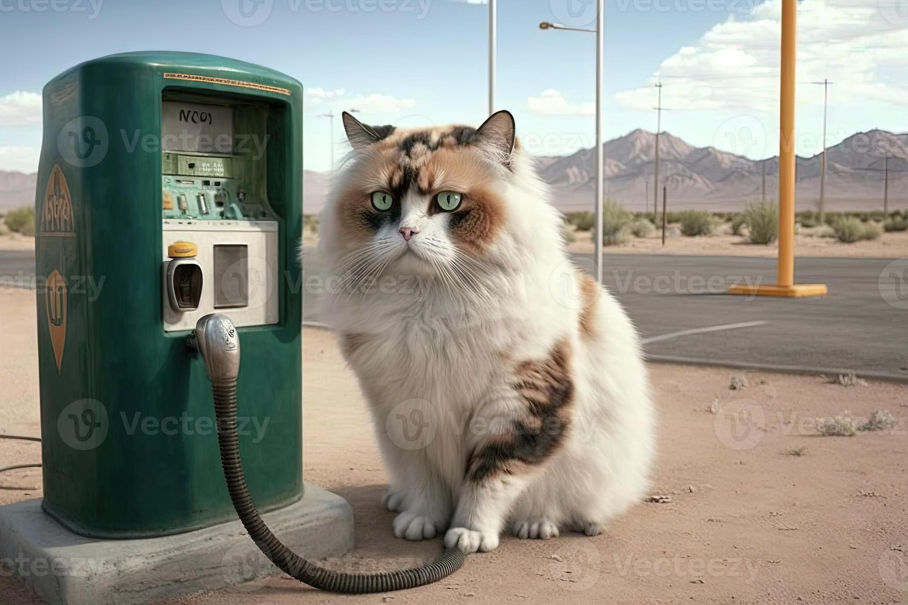 gas pump gas station cat working job profession illustration 23935849 Stock Photo at Vecteezy