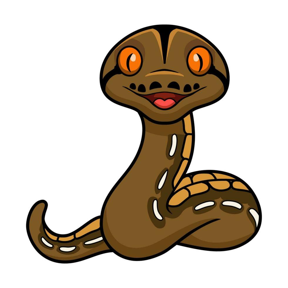 Cute tiger reticulatus python cartoon vector