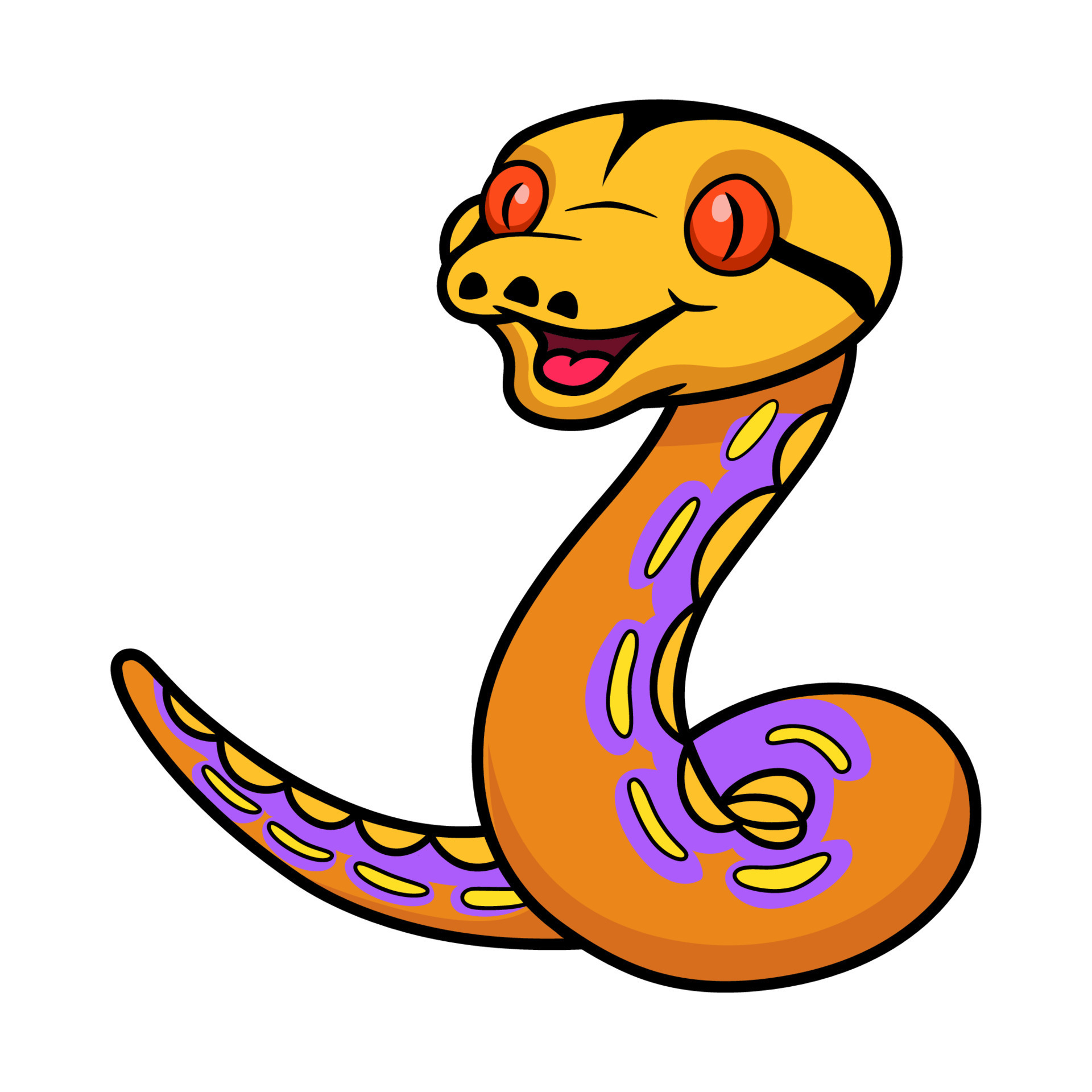 Cute purple albino tiger reticulated python cartoon 23935892 Vector Art ...
