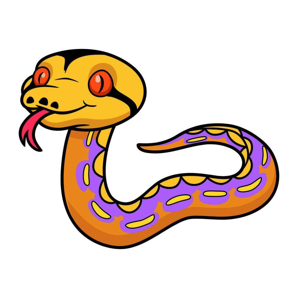 Cute purple albino tiger reticulated python cartoon vector