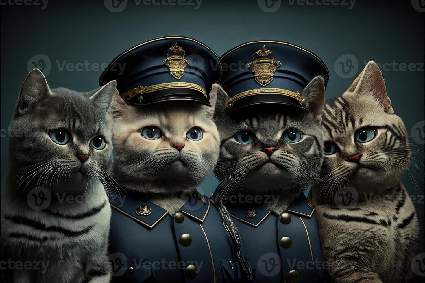 cat as policeman illustration photo