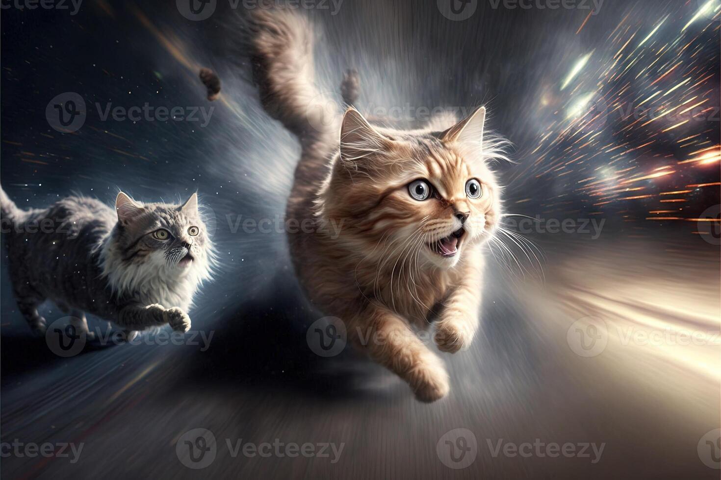 cats going to hypespace at light speed illustration photo