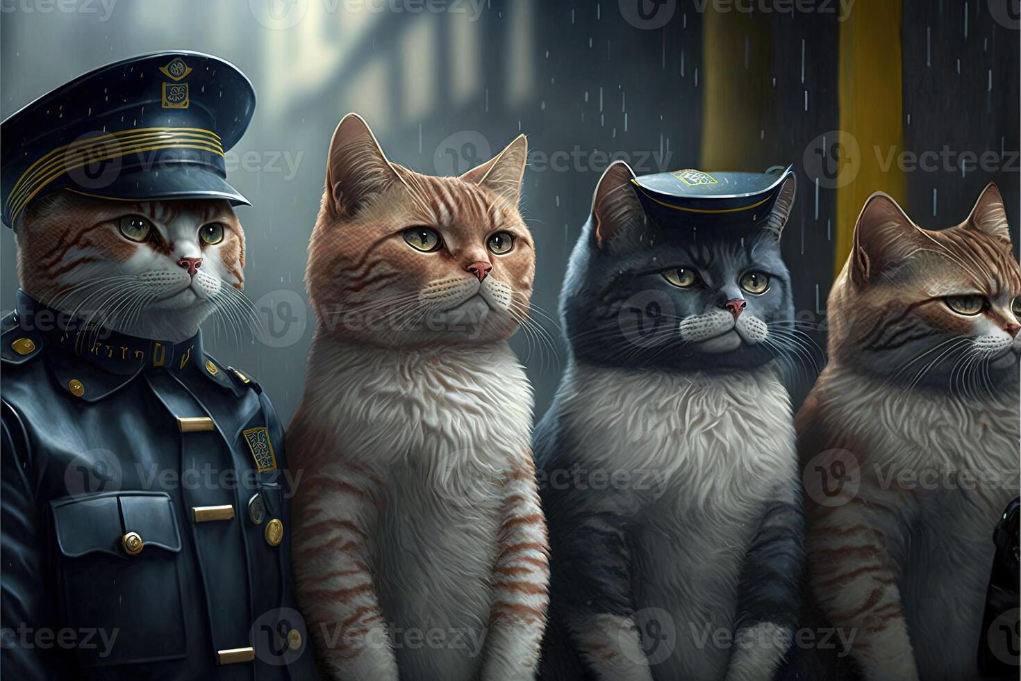 cat as policeman illustration photo