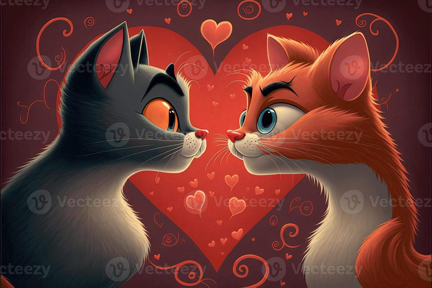 cat valentine day cartoon illustration photo