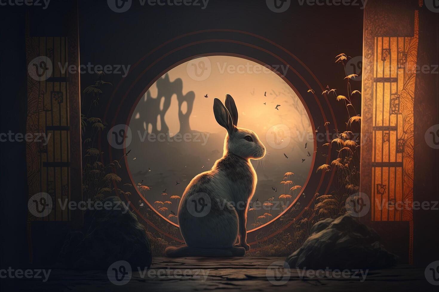 año de el Conejo 2023 liebre lomos oroscopio ilustración generativo ai foto