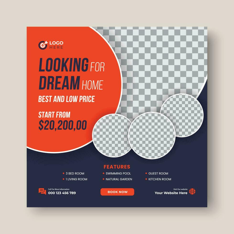 Real estate house property sale social media post vector