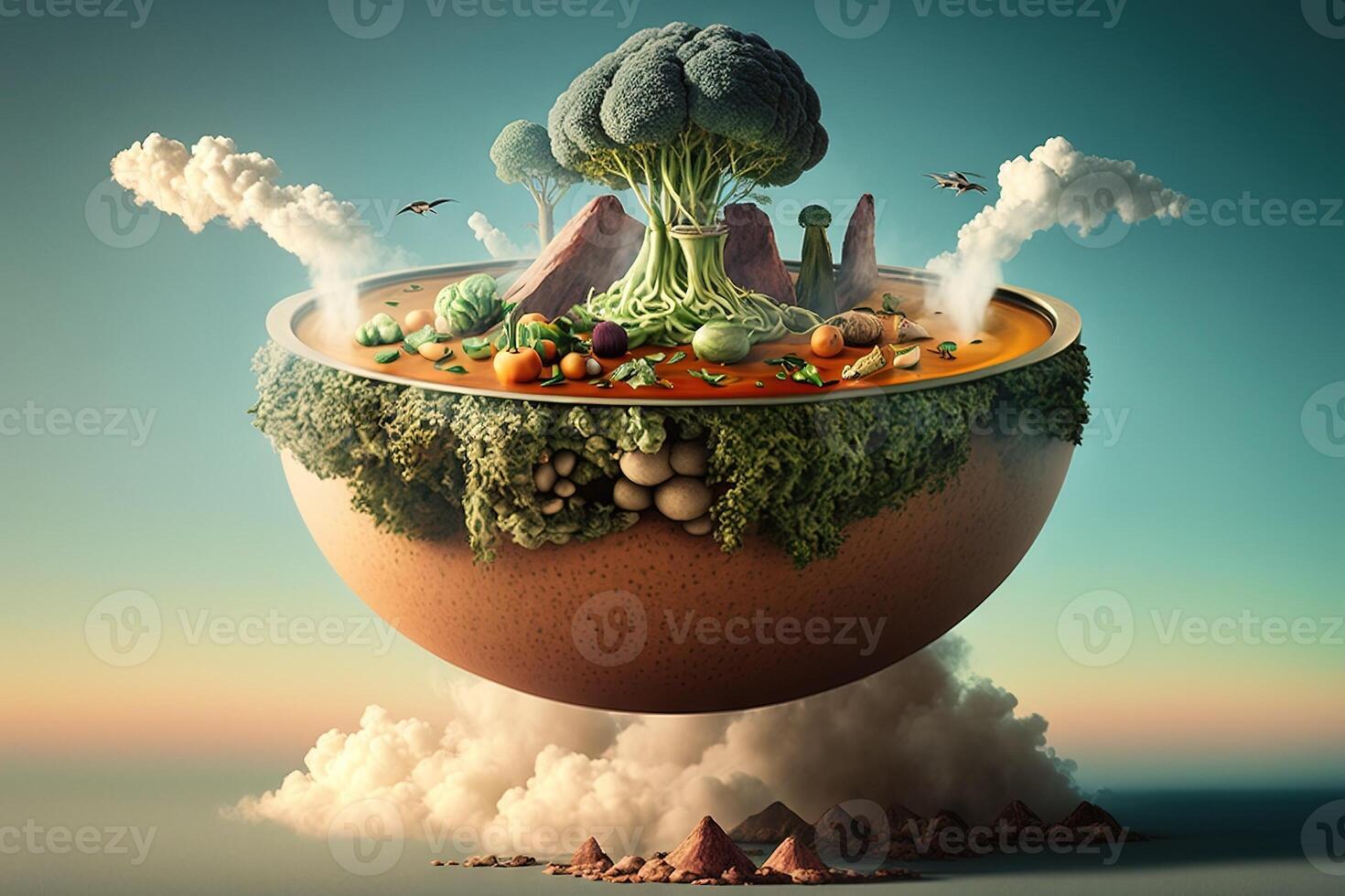 World made of soup pan pot illustration photo