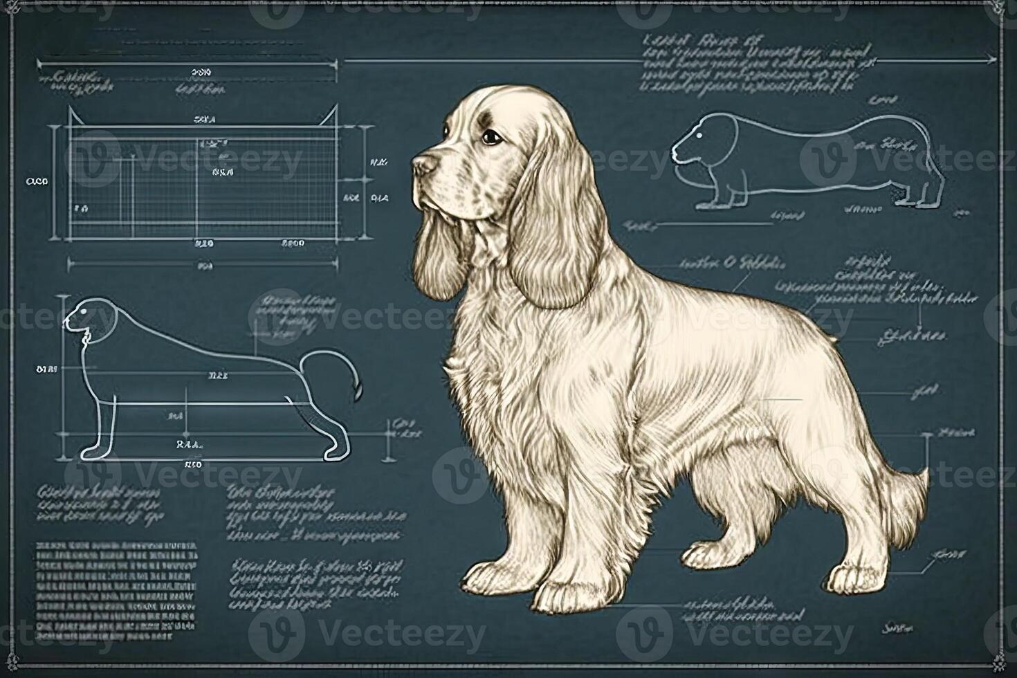 cocker spaniel Dog blueprint illustration photo