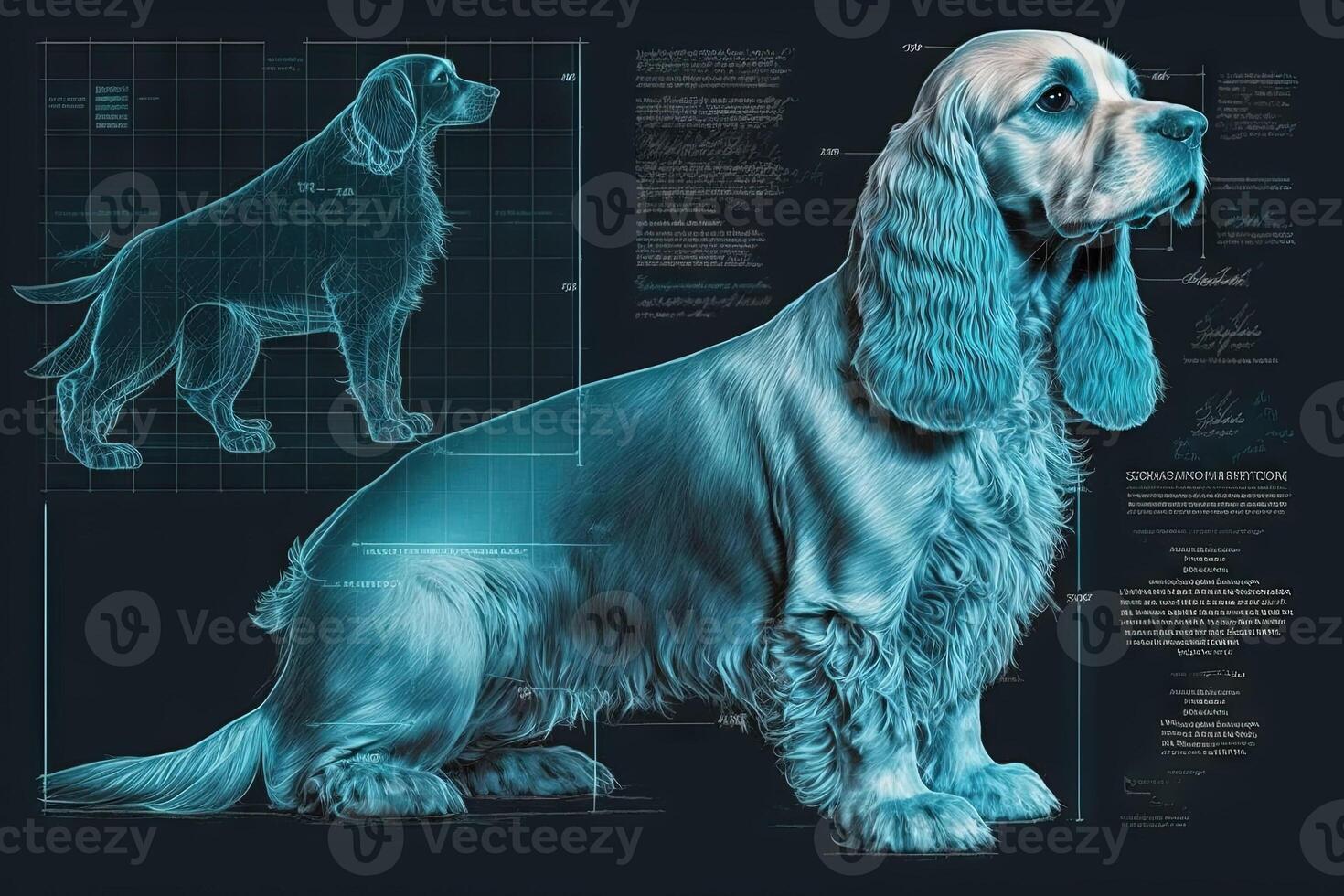 cocker spaniel Dog blueprint illustration photo