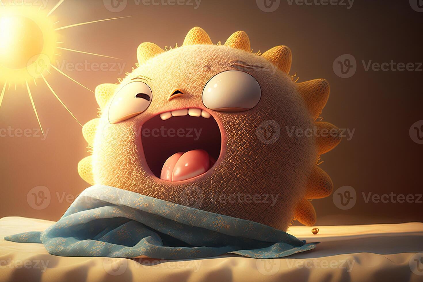 cute little sun yawning Good morning illustration 23937470 Stock Photo