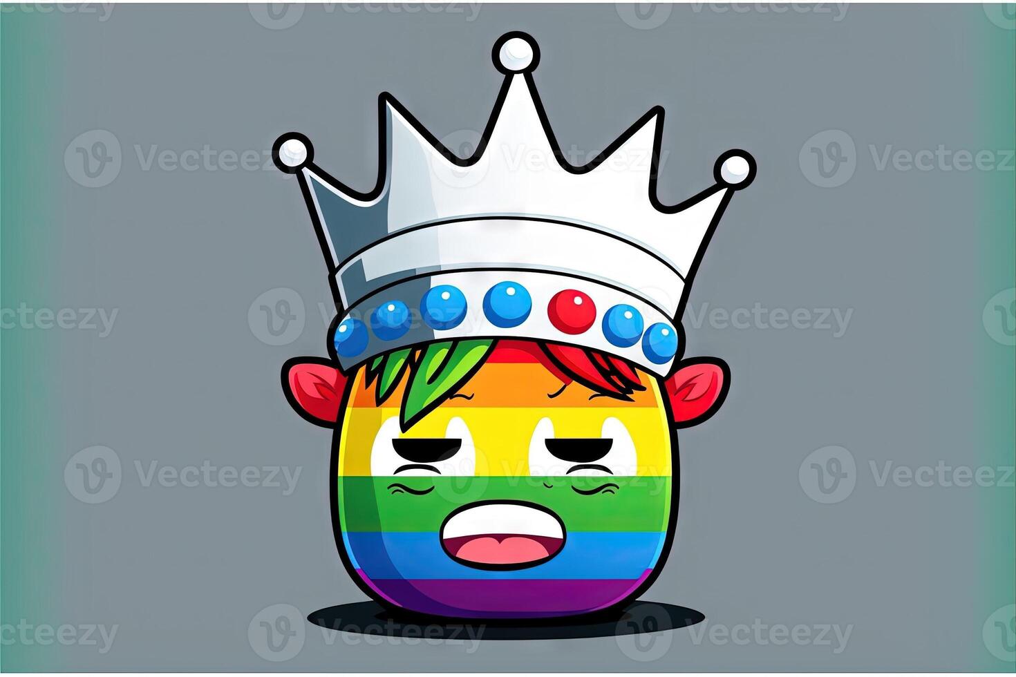 smiley rainbow emoticon wearing liberty statue crown illustration photo