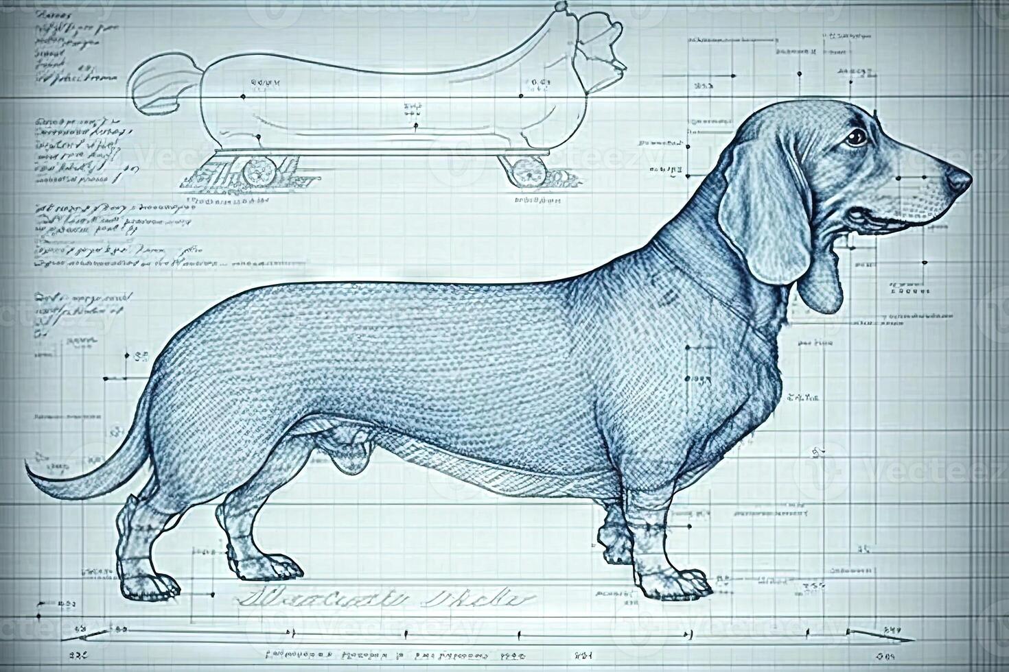 Dachshund Dog blueprint illustration photo