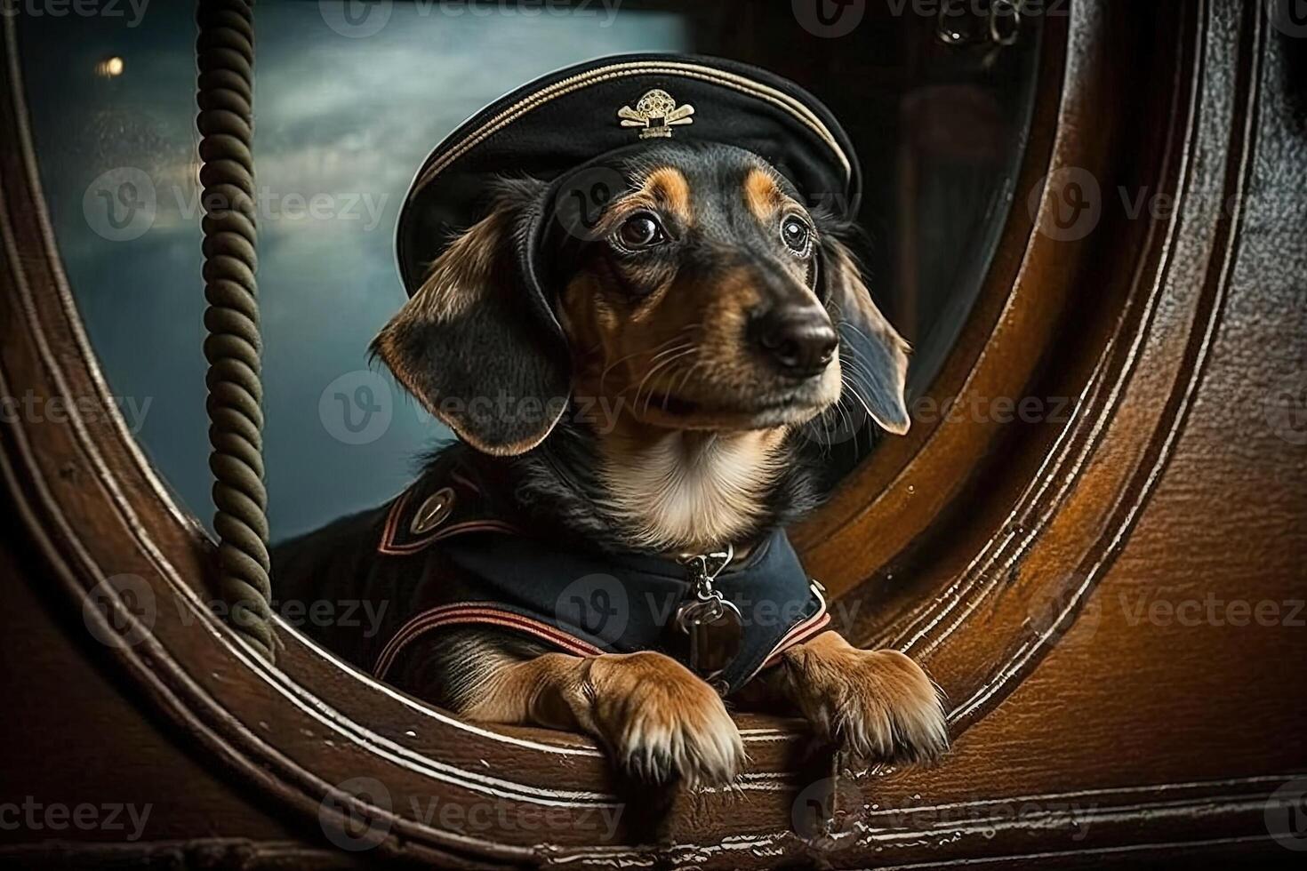 dachshund dog pirate illustration photo