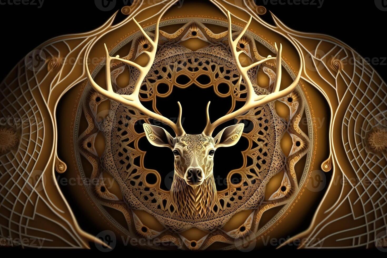 deer Animal mandala fractal illustration photo