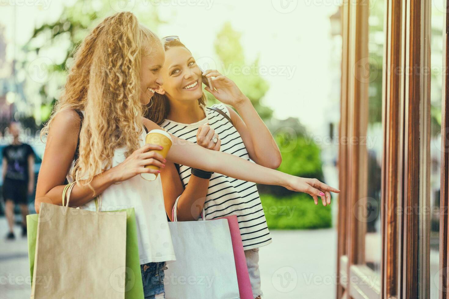 Friends spending time together in the city photo