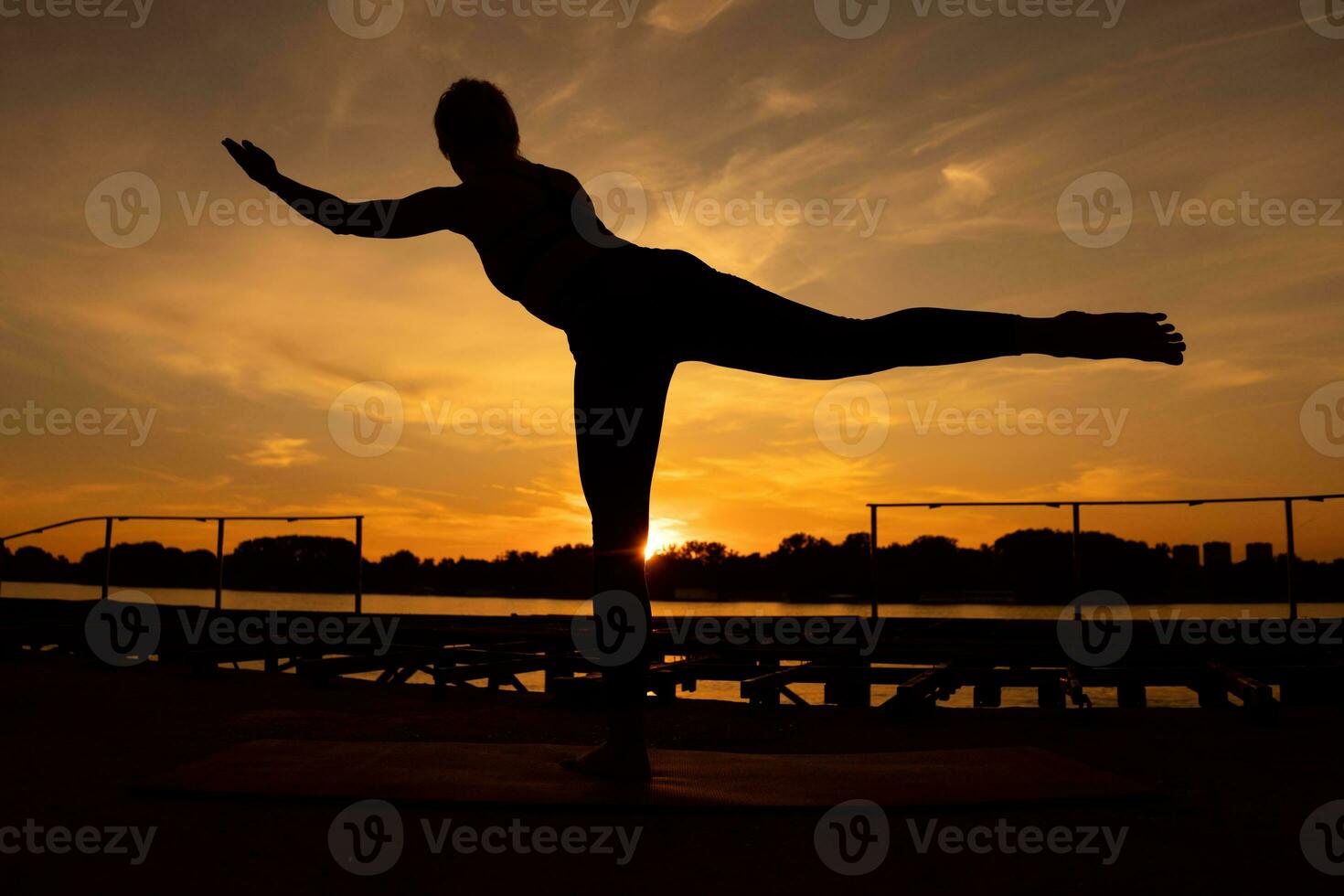 A woman doing physical exercises photo