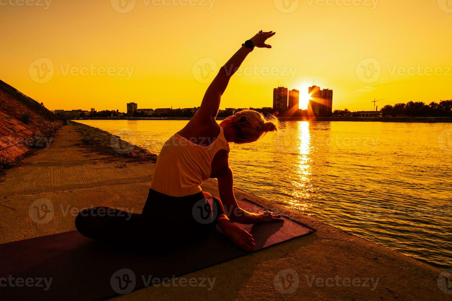 A woman doing physical exercises photo