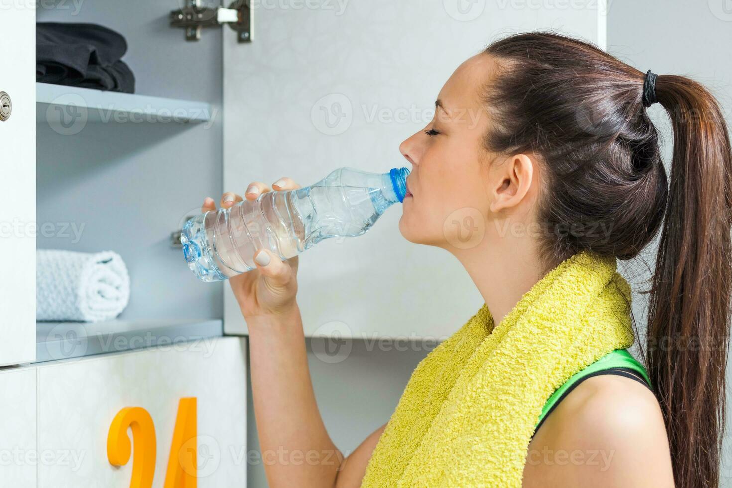 A woman in the locker room photo
