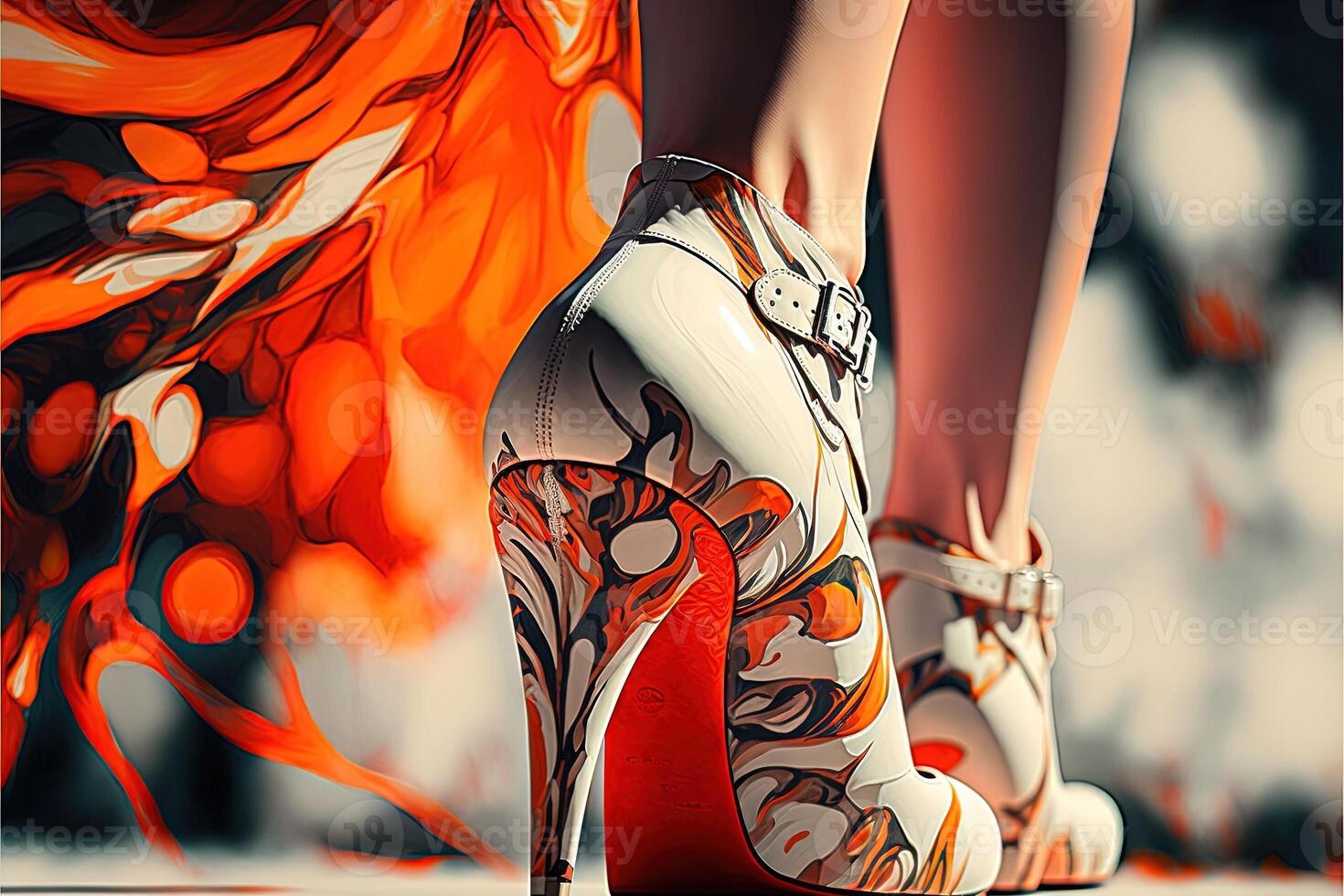 valentine day red women shoes with high heels photo