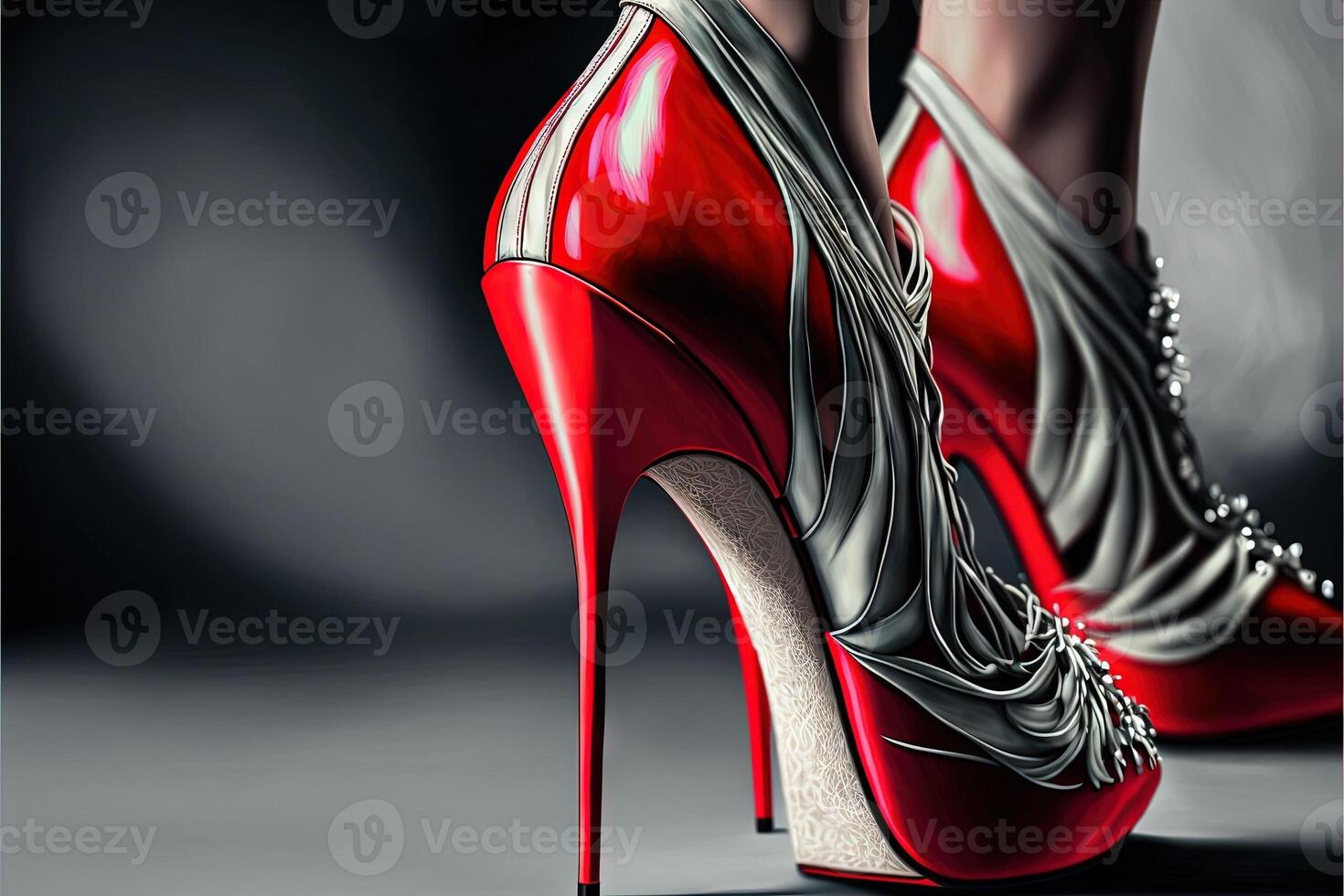 valentine day red women shoes with high heels photo