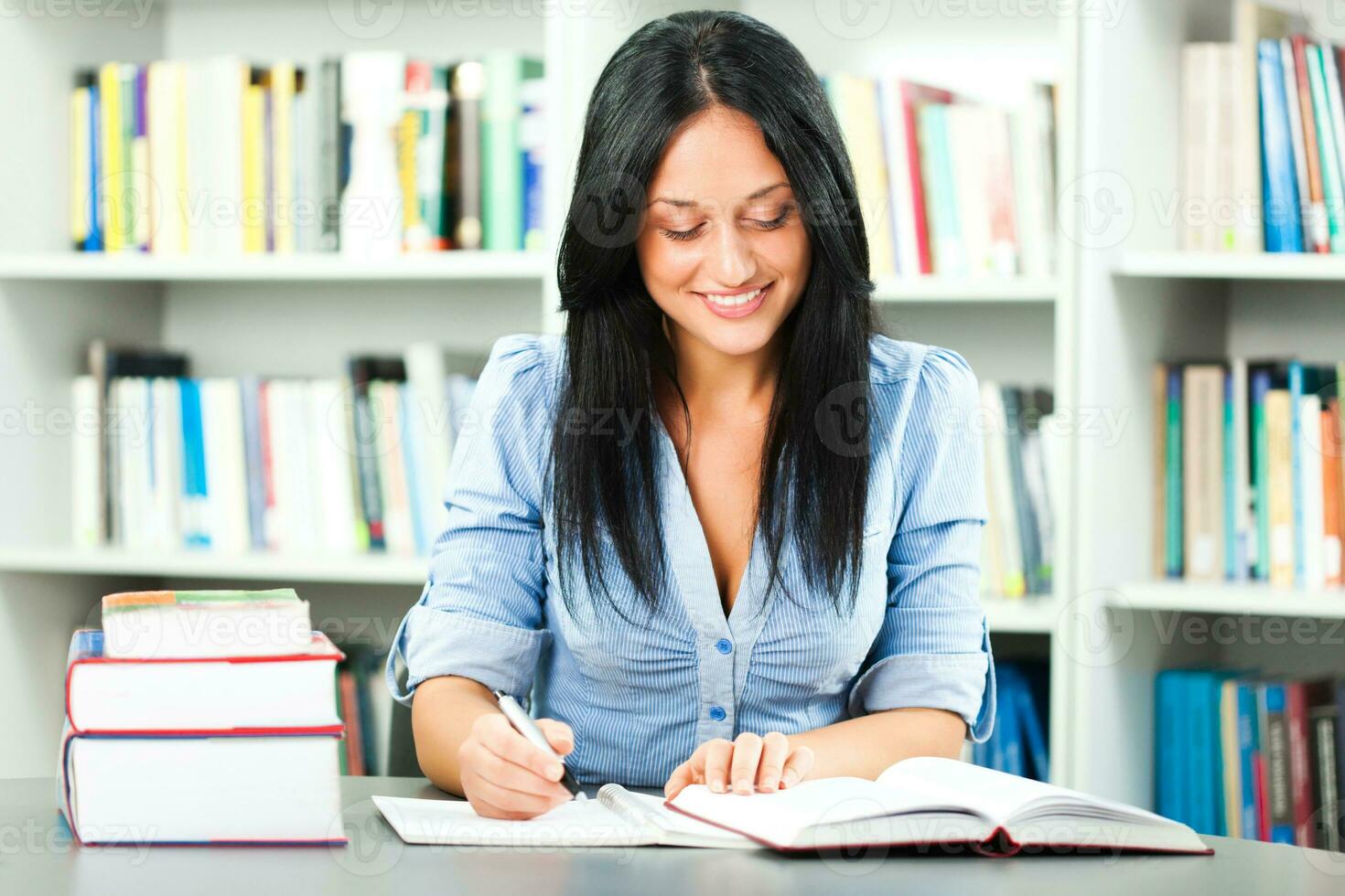 A woman at the library photo