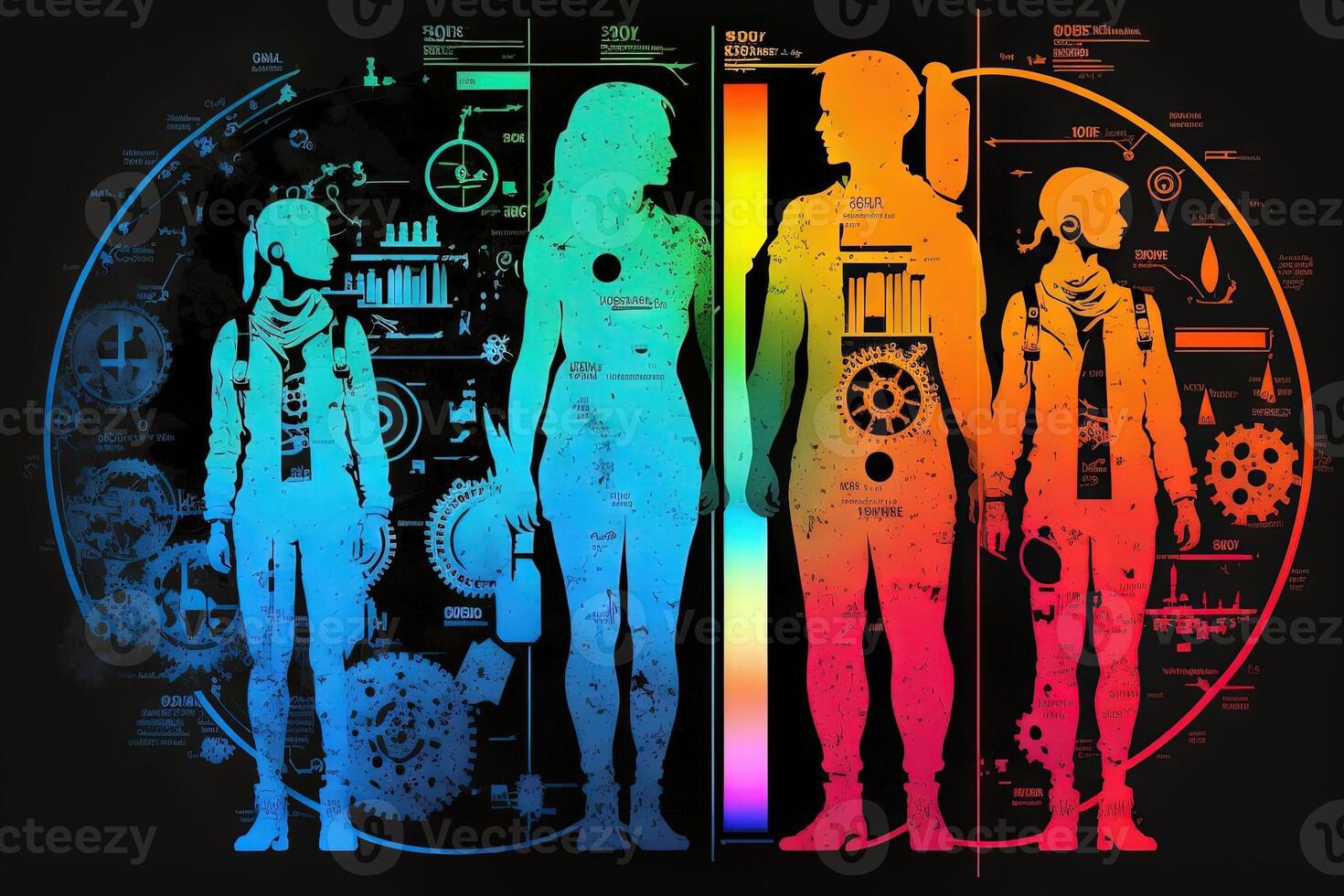 Different gender rainbow colors blueprint abstract concept illustration photo