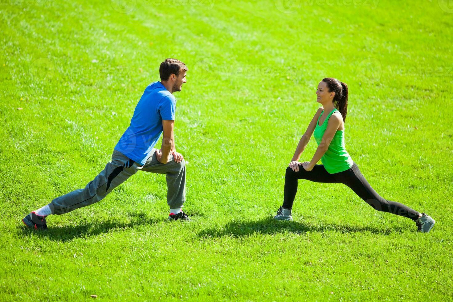A couple doing physical exercises photo