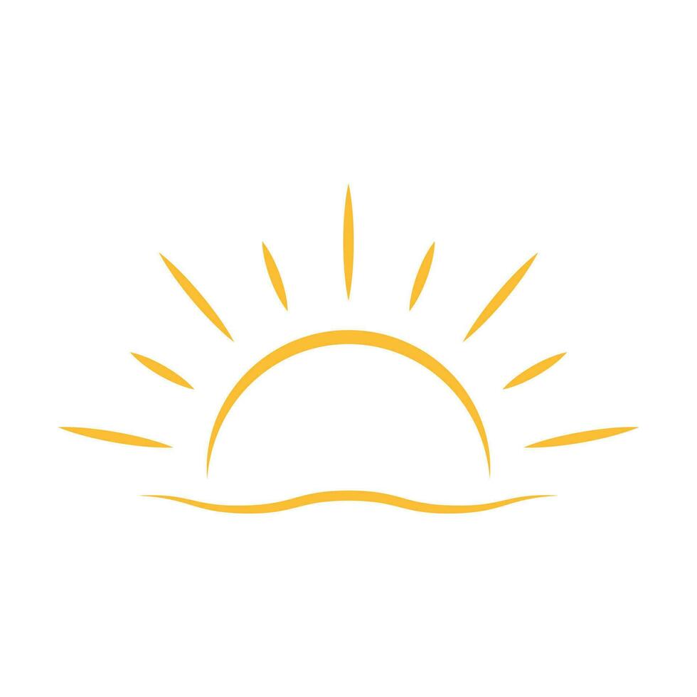 un medio sol está poniendo el concepto de puesta de sol de vector de icono hacia abajo para diseño gráfico, logotipo, sitio web, medios sociales, aplicación móvil, ilustración de interfaz de usuario