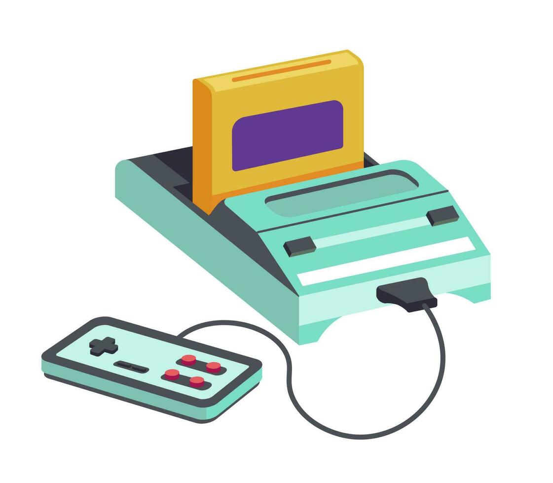 Retro old school games, dendy game console vector