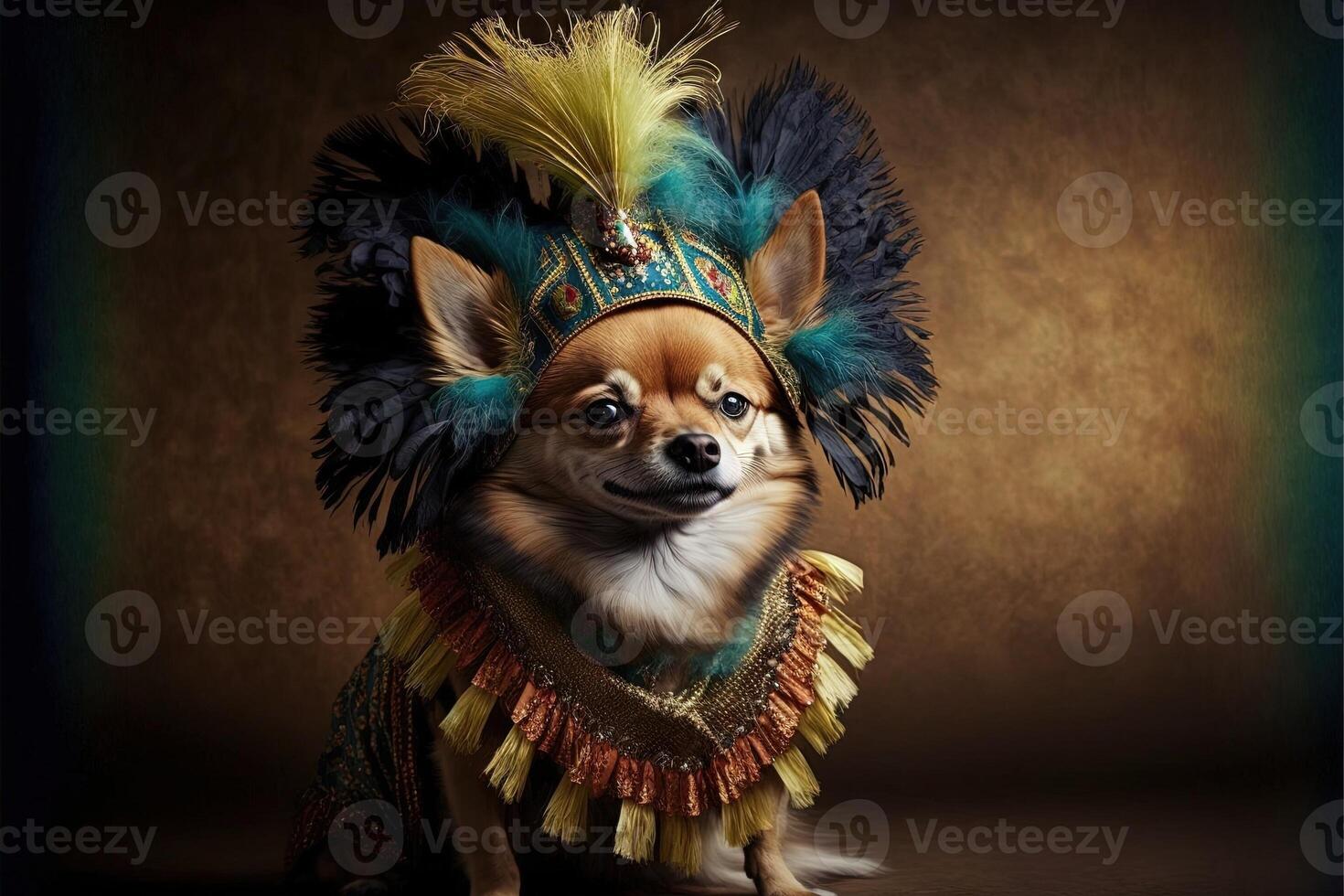 dog in carnival costume at carnival parade illustration photo