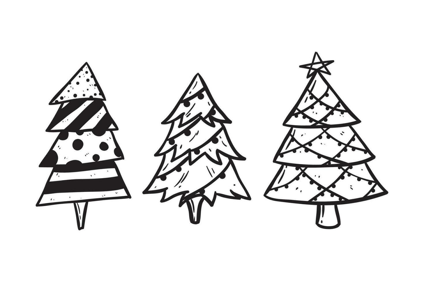linda garabatear Navidad árbol colección vector