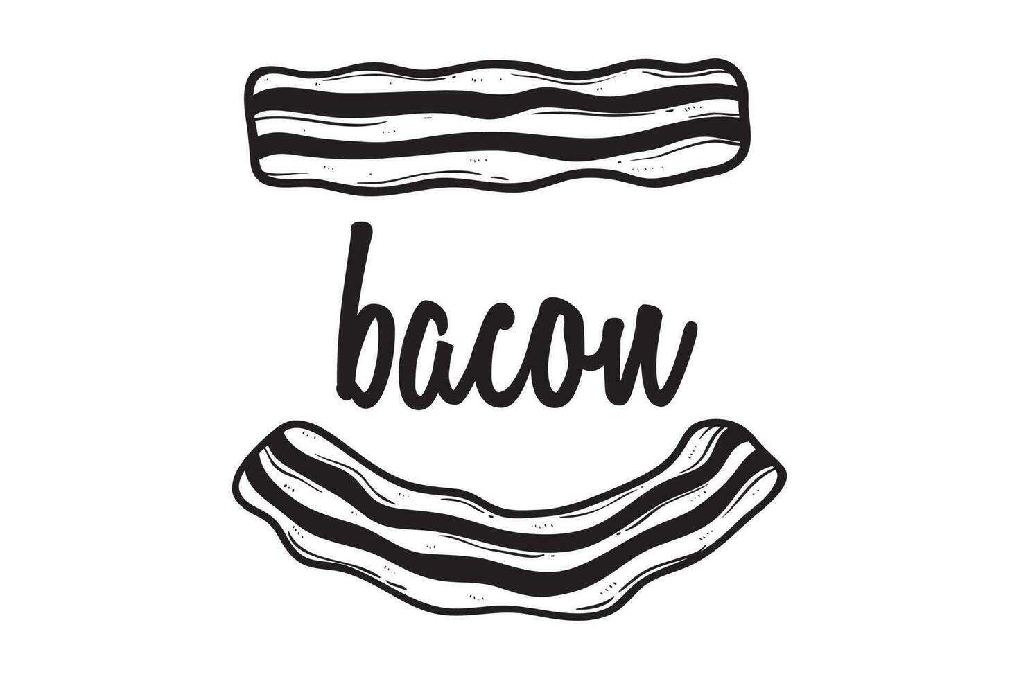 doodle bacon with hand drawing style vector