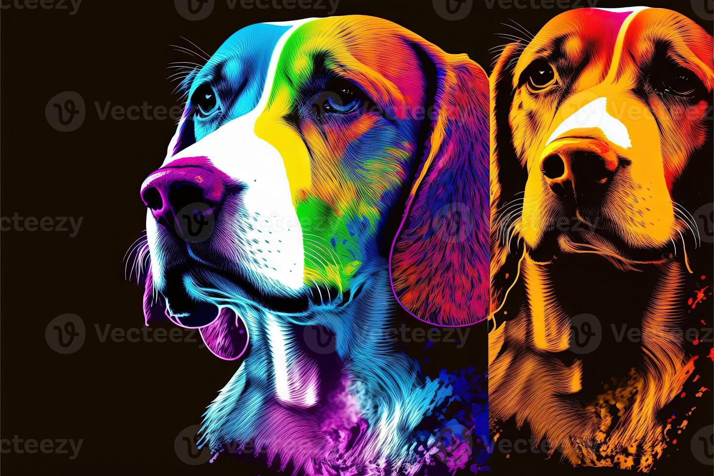 cute dog in colorful pop art illustration photo