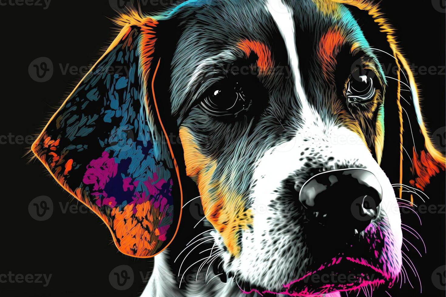cute dog in colorful pop art illustration photo