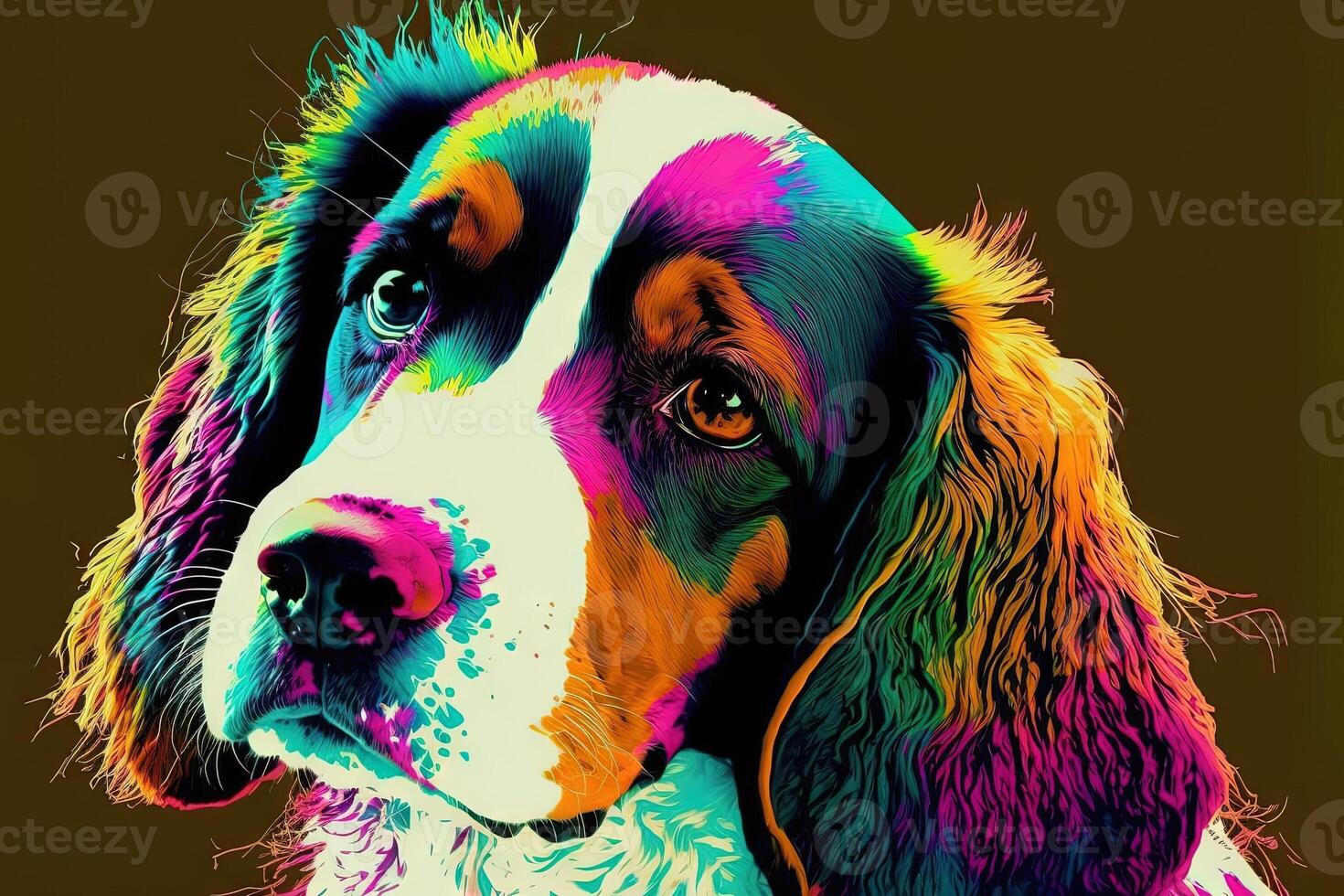 cute dog in colorful pop art illustration photo