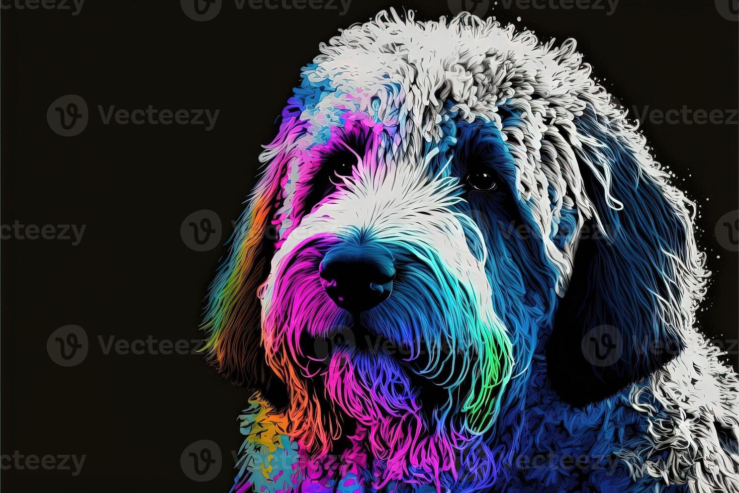 cute dog in colorful pop art illustration photo