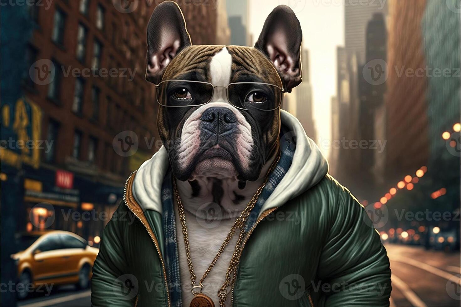 Rapper dog in nyc Illustration photo